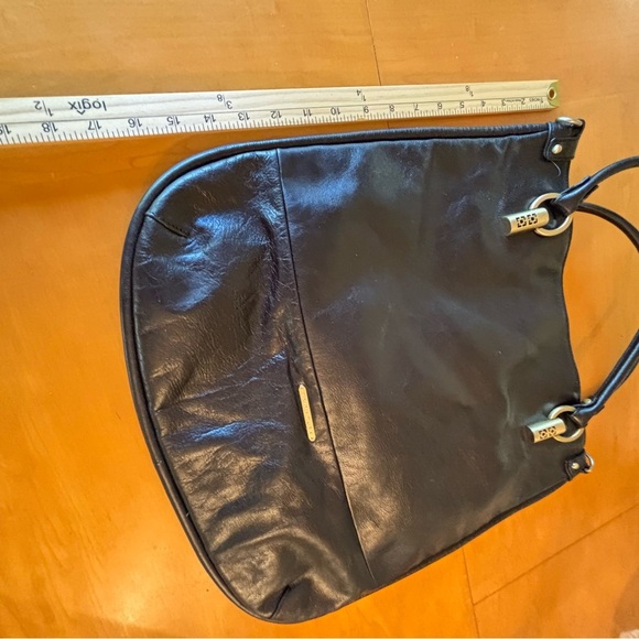 Trina Turk Black Leather Manhattan Large Shoulder Bag Tote - Picture 14 of 14